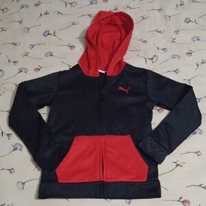 Puma Kids Jacket Hoodie in Black and Red Size 7